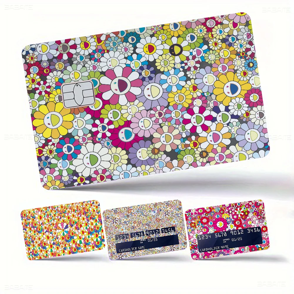 Cute T-Takashi Flowers M-Murakami Poker Sticker Film Tape Skin For Credit Card Debit Card Cartoon Waterproof Stickers Small Chip