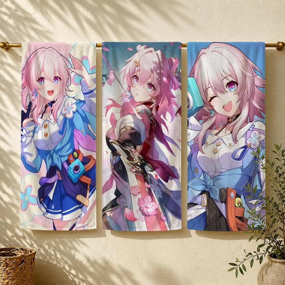 Game Character M-March 7th Towel Towel beach towel, quick drying absorbent bath towel for Swim,Gym,Camping,Outdoor hot