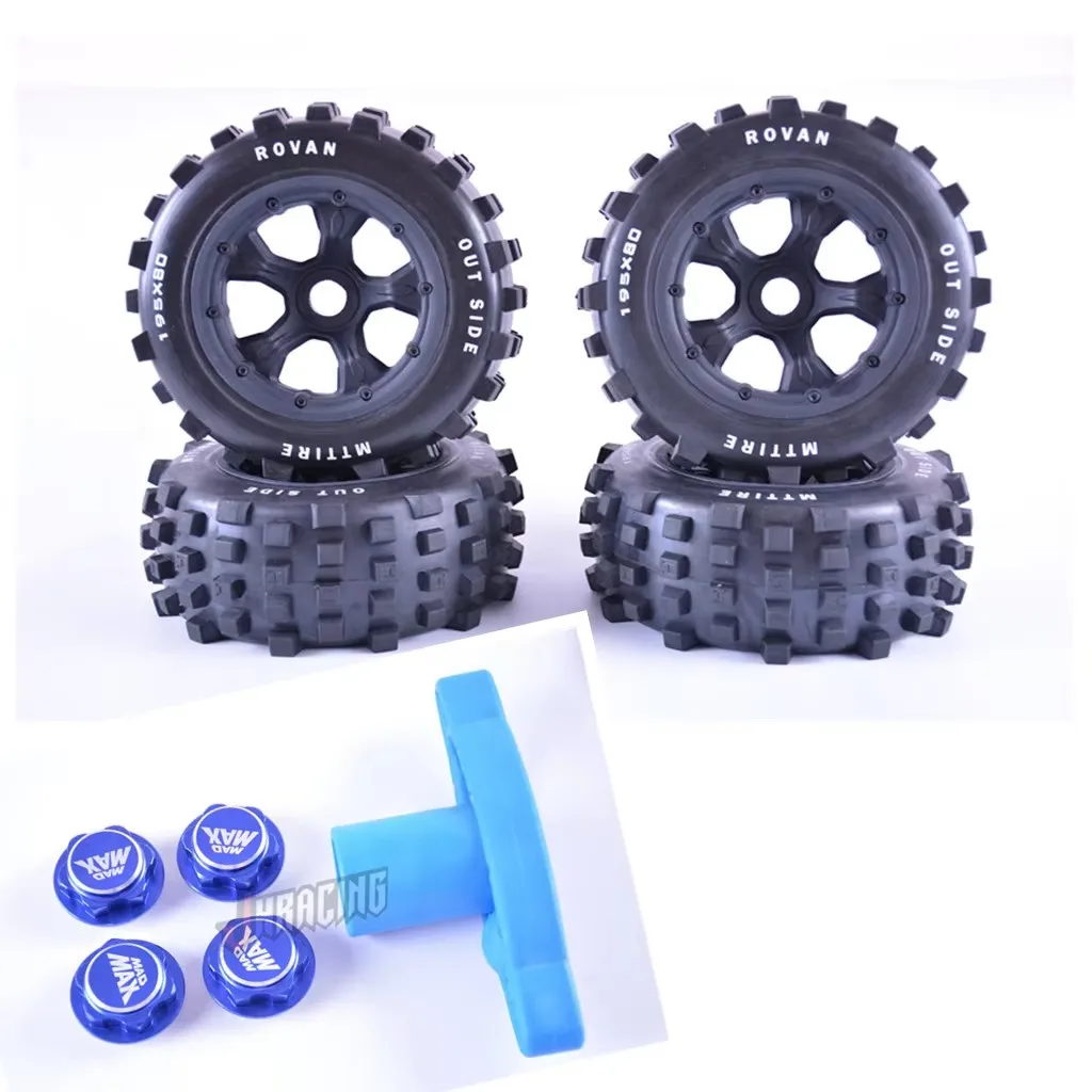 Sterke grip Off-road band met groot loopvlak voor KM ROVAV HPI Baja 5T 5SC Traxxas x-maxx LOSI 5IVE-T DBXL 195*80MM