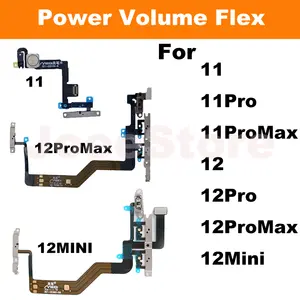 Bilashmart 1 iPhone 11 12 Pro Max Mini Power On Off Volume Up Down Switch Side Button Flex Cable With Metal Bracket Assembly Parts