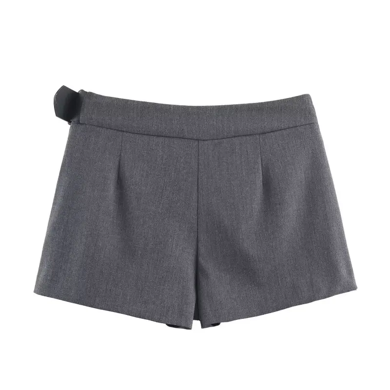 Casual Pantskirt Belt Decoration Summer Shorts Pants Office Lady Streetwear Women Loose Fashion Short Skirt Pants