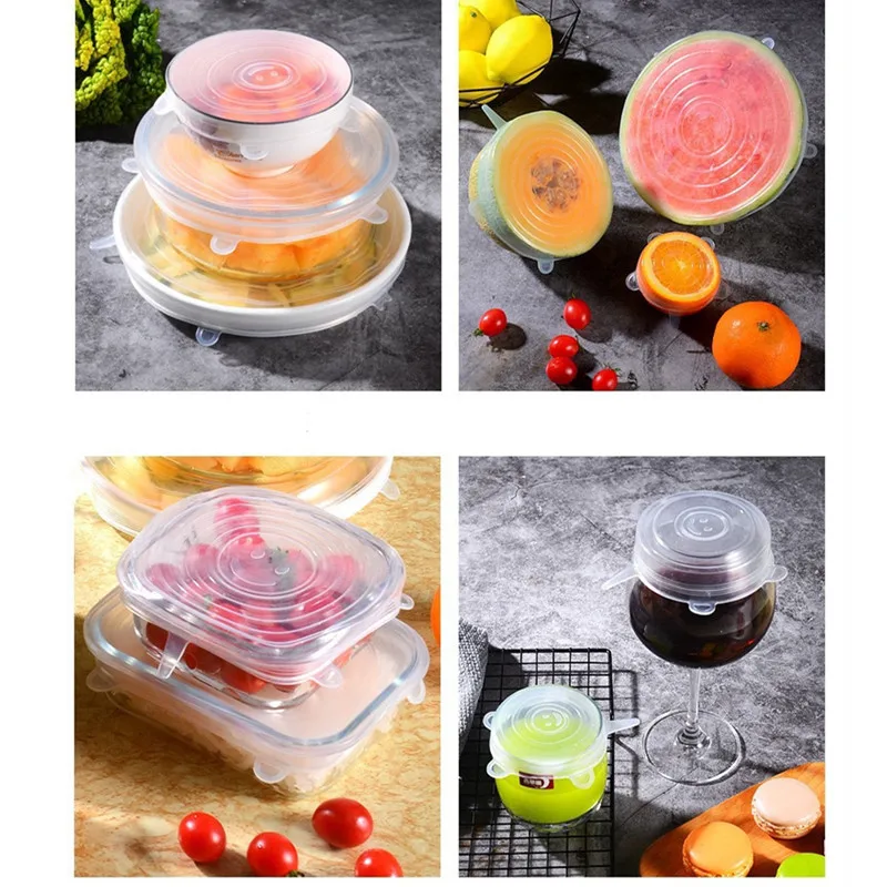 Silicone Cover Stretch Lids Reusable Airtight Food Wrap Covers Keeping Fresh Seal Bowl Stretchy Wrap Cover Kitchen Cookware