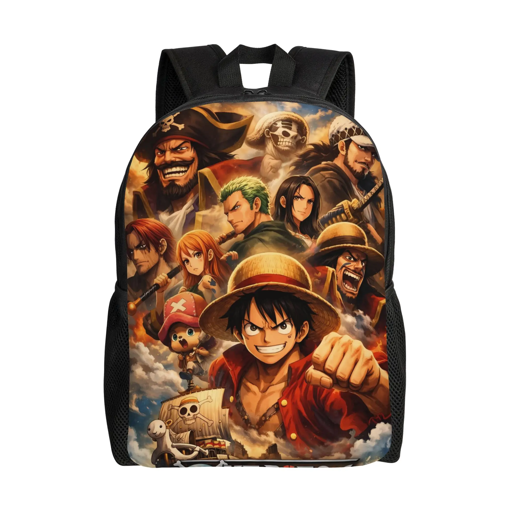 Classic Luffy Epic Poster  Backpack Male Ones Pieces Durable Backpacks Polyester Novelty School Bags Cycling Designer Rucksack
