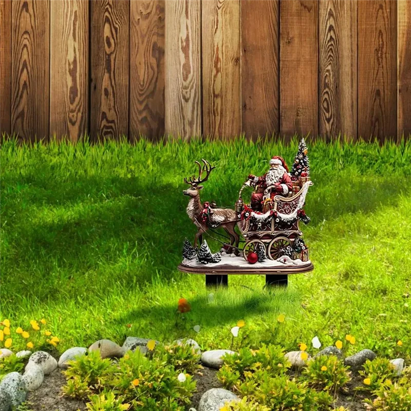 -A14E حديقة أكريليك حصص عيد الميلاد 2D الاكريليك ساحة الفن ديكور الرنة حصص عطلة الحديقة ديكور للأسوار المشهد