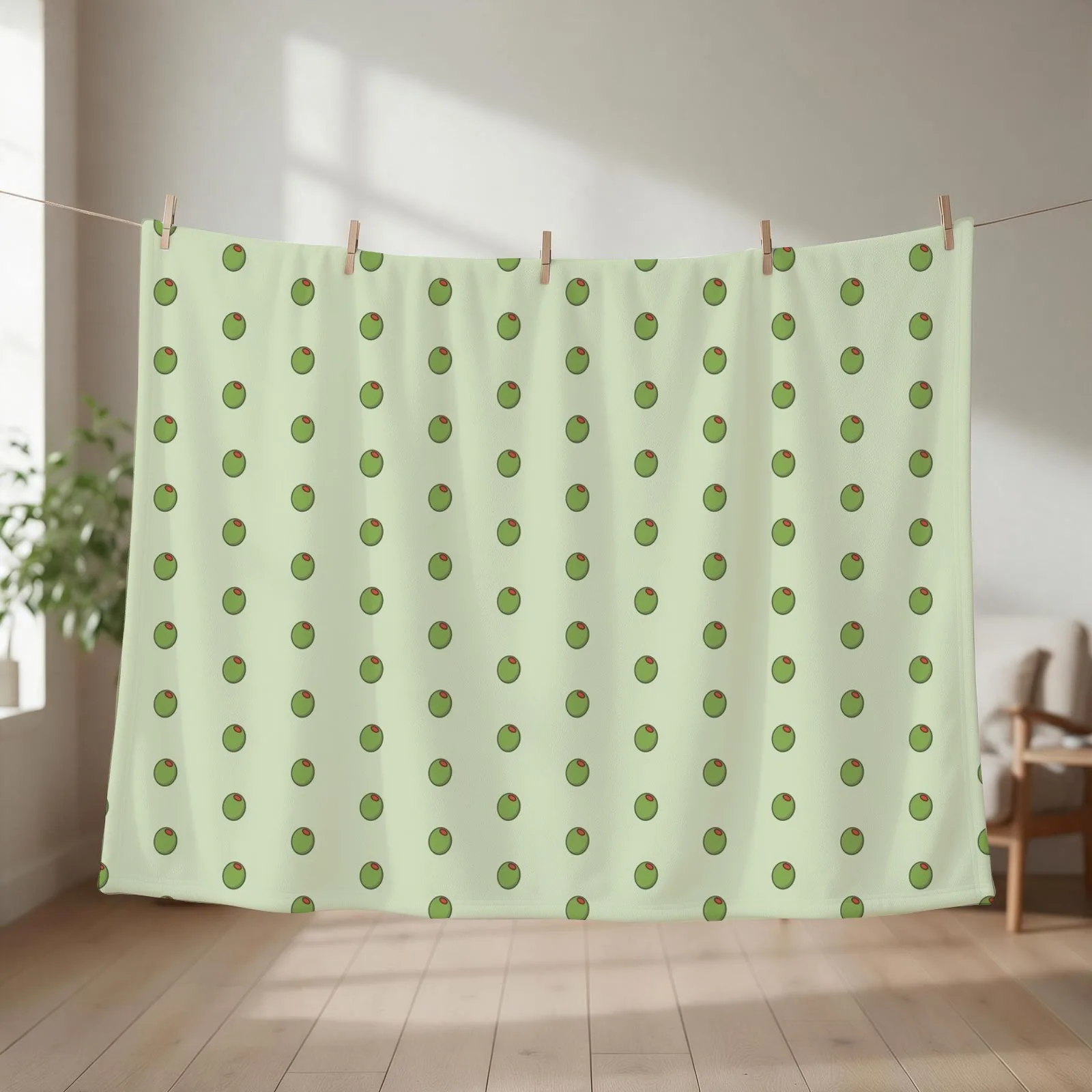 Cute Olive Icon on Green Throw Blanket Giant Sofa bed plaid christmas decoration Beautifuls Blankets
