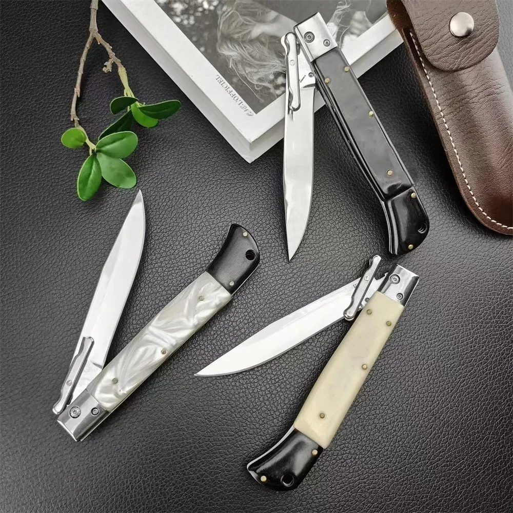 3 Styles Folding Pocket Knives 440C Blade Resin/Acrylic/Shell Handles Outdoor Hunting Portable EDC Camping Survival Tools