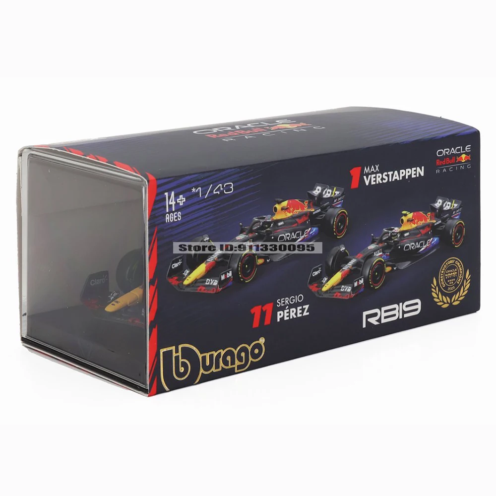 Bburago 1:43 F1 Red Bull RB19 2023 Austin US Station # 1 Verstappen # 11 Perez legering auto gegoten model speelgoed verzamelobject