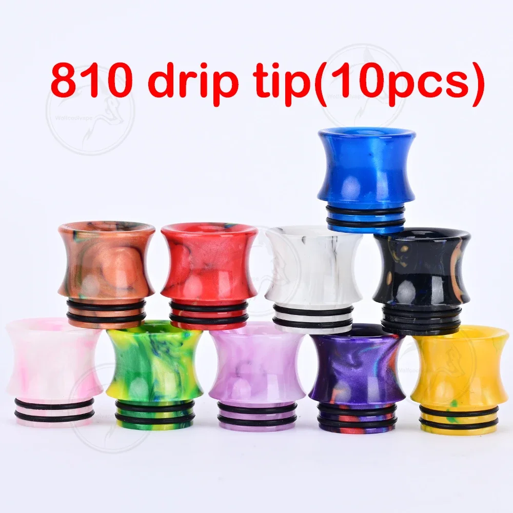 10pcs wolfcoolvape Drip Tips 810 drip tip vape mouthpiece random color resin material tips for Vapes Tanks rda rta rda