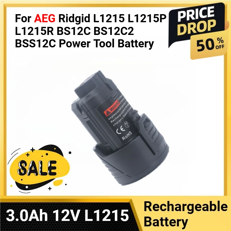 

Rechargeable Li-Lon Battery 3.0Ah 12V L1215 For AEG Ridgid L1215 L1215P L1215R BS12C BS12C2 BSS12C Power Tool Battery