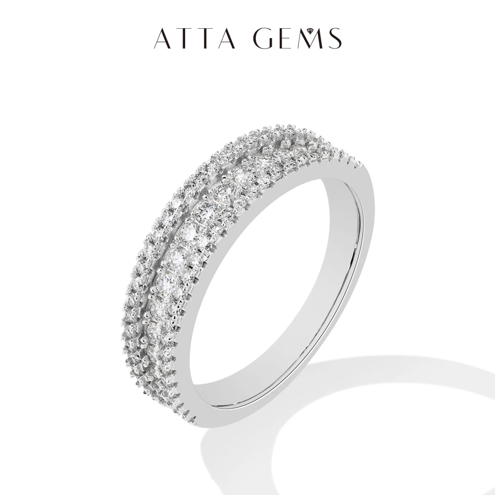 

ATTAGEMS Classic Full Lab Moissanite Diamond Rings for Women Men S925 Sterling Silver Half Band Engagement Wedding Jewelry Gifts