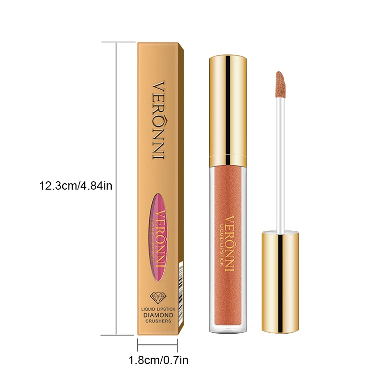 ลิปสติกเนื้อเจลลิปกลอสประกายเพชร ติดทนนาน สีชัด ไม่หลุดลอก ให้ความกระจ่างใส พร้อมประกายวิ้งและเนื้อประกายมุก