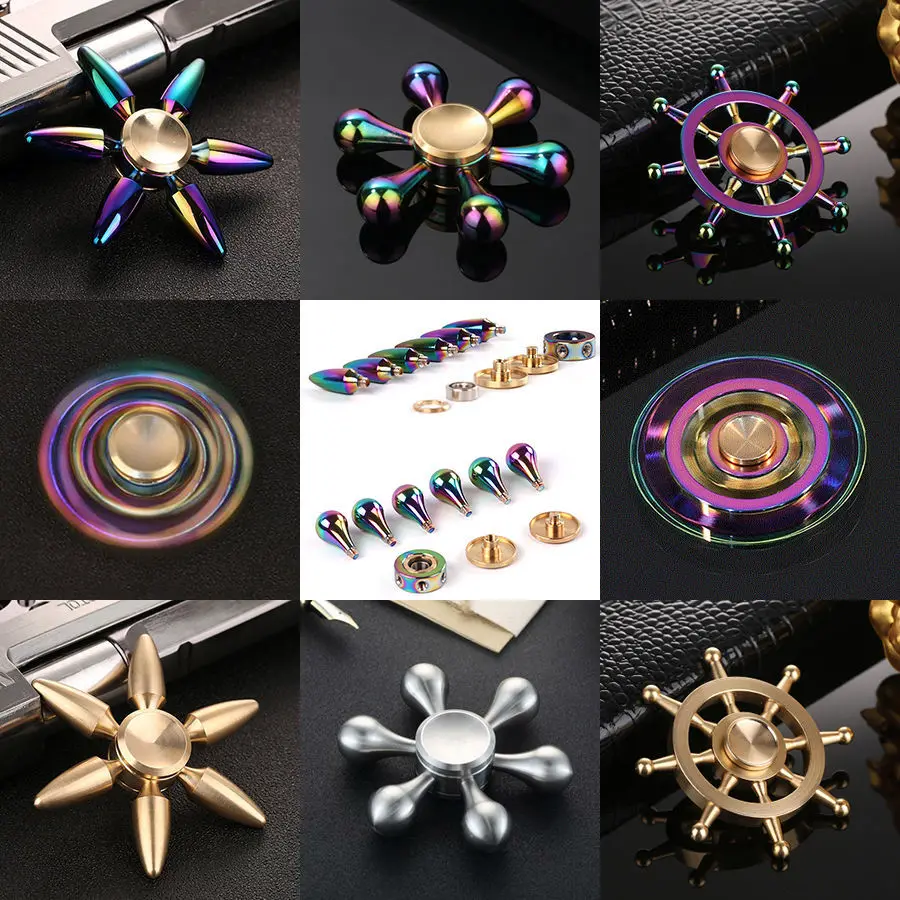 Metal Spinner Full Copper Adult Children Decompression EDC Colorful Fingertip Gyro Stress Relief Toys