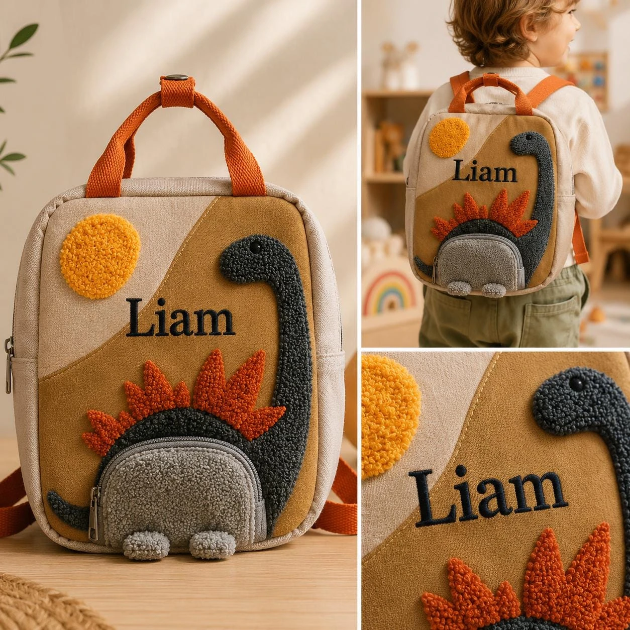 Embroidered Name Kids Backpack Personalized Dinosaur Backpack Cute Dino Adventure Bag for Boys Ideal Kindergarten Birthday Gift