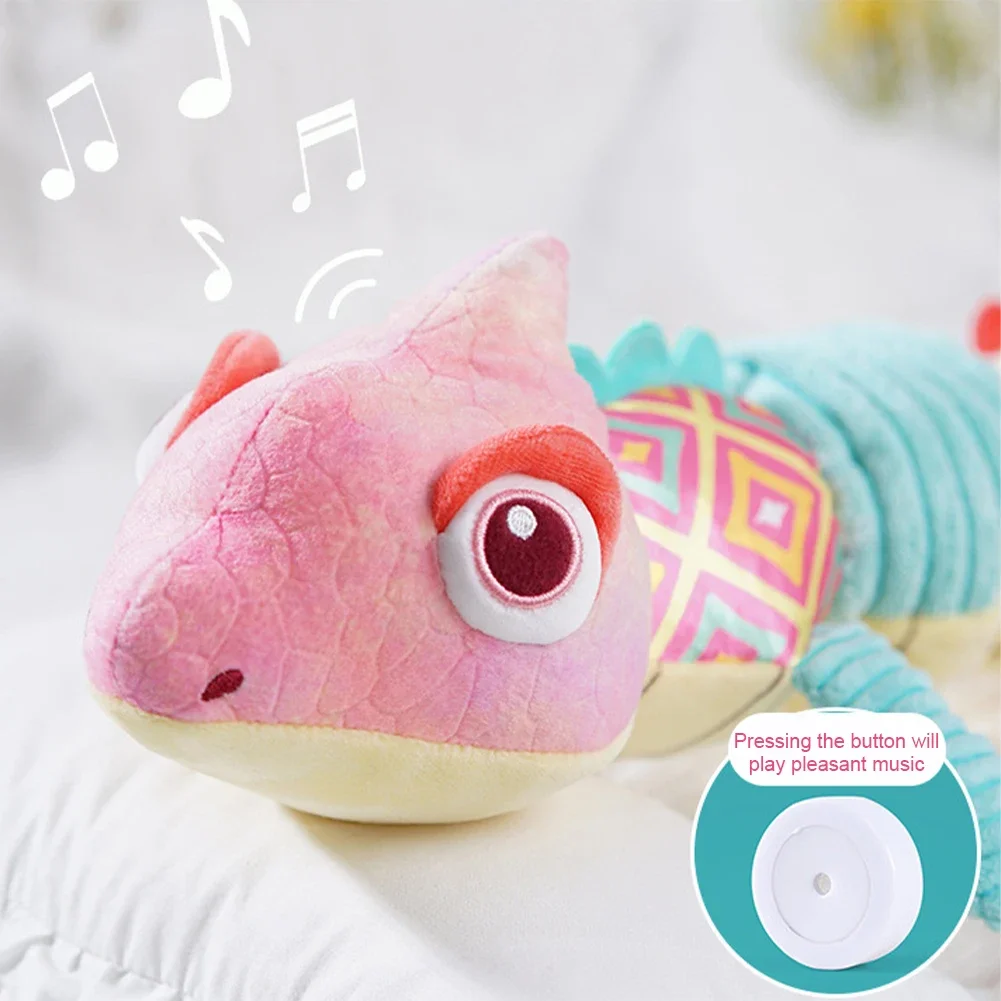 아기 딸랑이 뮤지컬 카멜레온 부드러운 유아 플러시 장난감 교육용 인터랙티브 감각 장난감 신생아 유아 선물