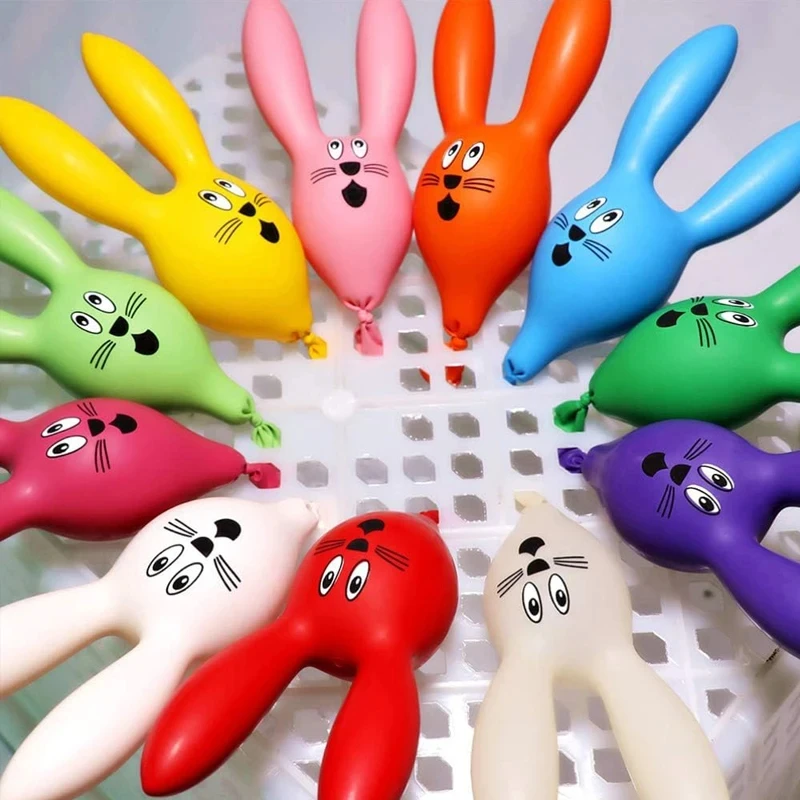 10szt Balony królika Balony foliowe z długimi uszami króliczka Balony zwierzęce na urodziny Dekoracja świąteczna Impreza tematyczna halloweenowa Urodziny