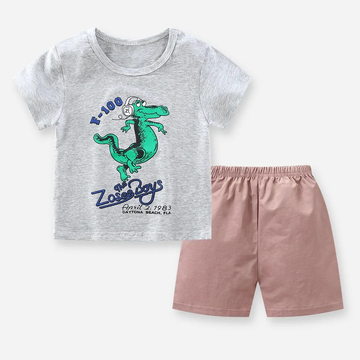 

Summer Cartoon Print Tracksuits Kid Print Tshirt+Shorts Two Piece Cute Tees Shorts Casual Sports Sets For 1 2 3 4Years Old Child