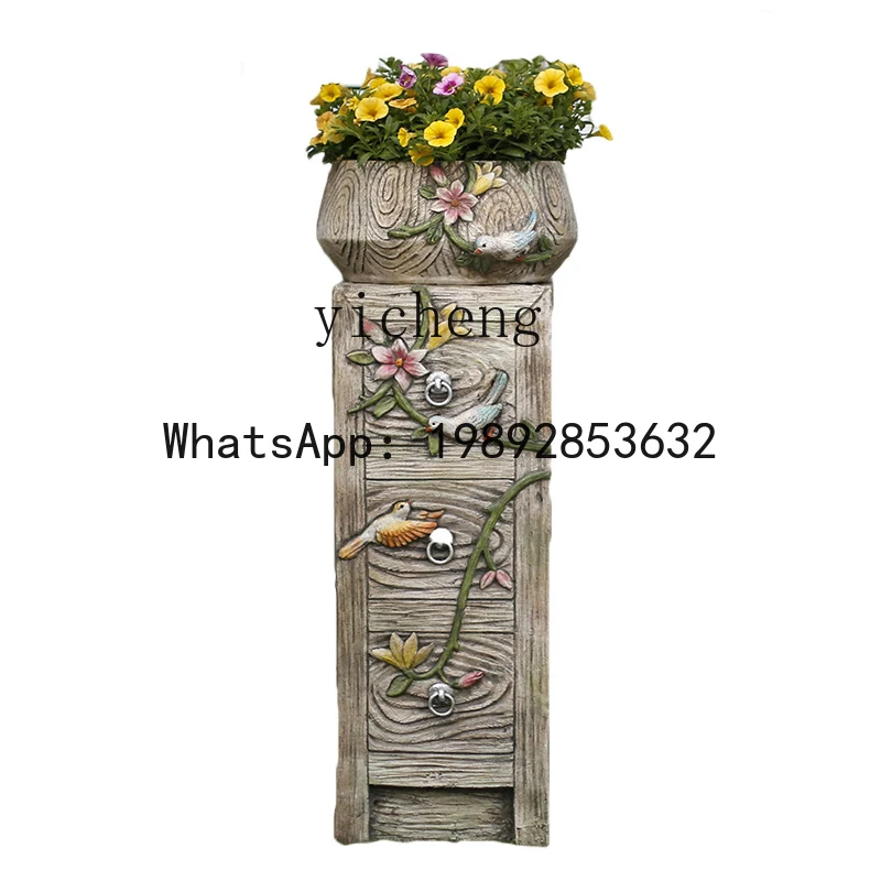 

X2 courtyard flower pot creative ornament base garden pillar Chinese stone pier balcony outdoor decoration landscaping