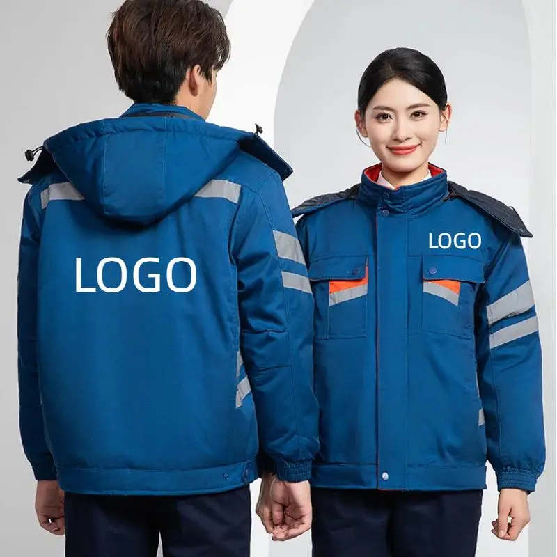 Winter Men Thick Mechanical Workshop Work Clothes Cotton Jackets Warmth Outdoor Building Safety Jackets With Printed Logos