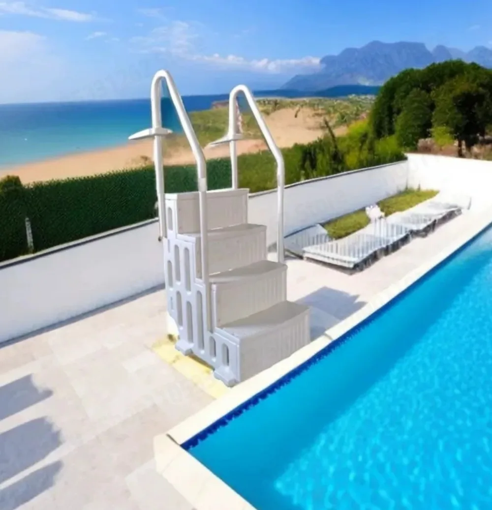 Classic plastic above ground pool ladder swimming pool plastic ladder 4 step anti slip pool ladder kit