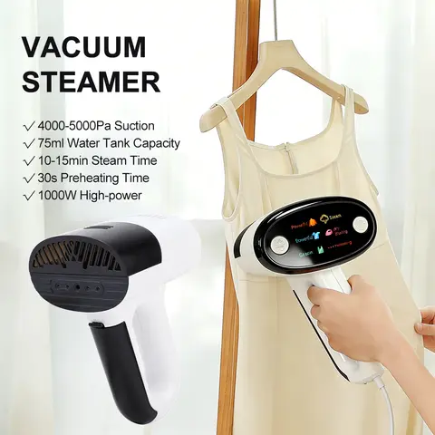 2 in 1 Handheld Garment Steamer 1000W Vacuum Adsorption Design Steam Dry Dual Use Clothes Iron Efficiently Remove Stubborn Wrinkles Portable Fabric Ironing Machine