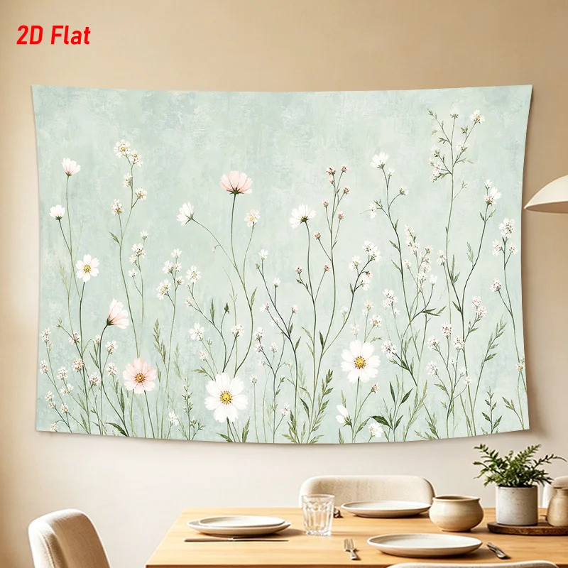 Elegant Watercolor Floral Tapestry Wall Hanging Botanical Flower Art Decor for Living Room Bedroom Romantic Aesthetic Home Accen
