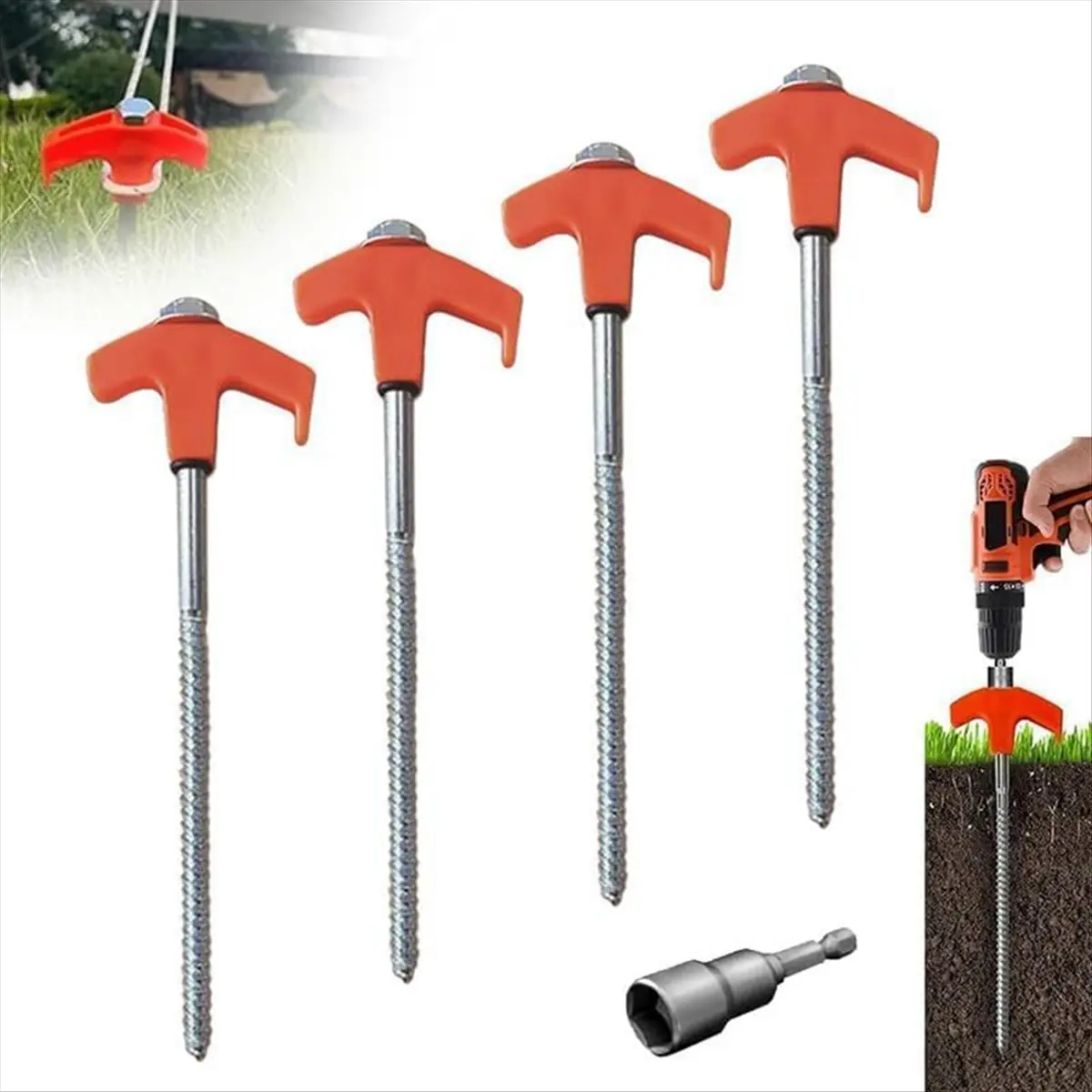 New Arrival -Type Tent Spikes, Tent Spikes, Metal Threaded Tent Spikes, Heavy-Duty Tent Spikes