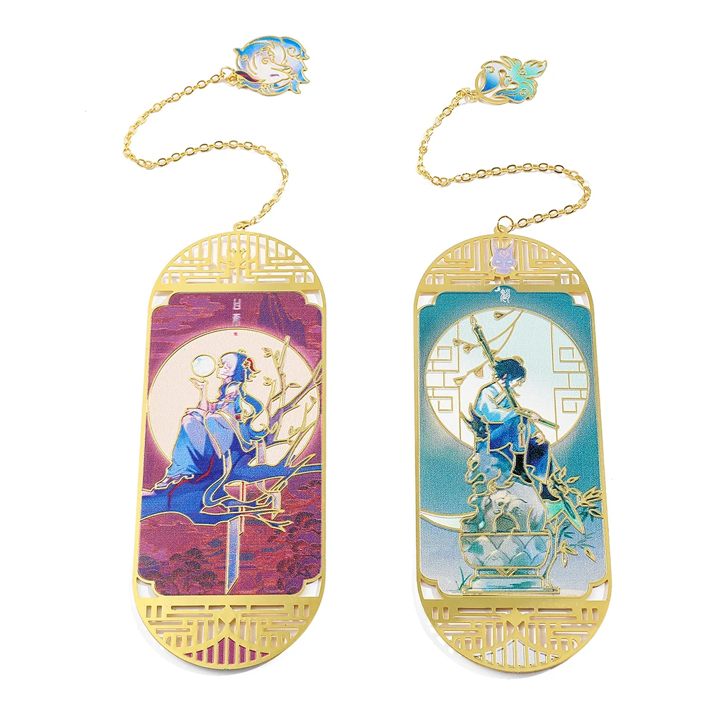 2 pieces of vintage anime metal bookmarks with hanging hollow bronze bookmarks for reading club readers, writers, book enthusias