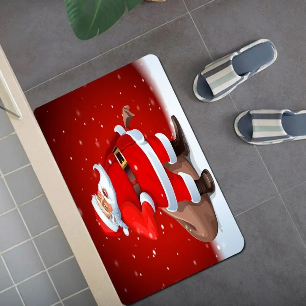 U-Shaped Design Bathroom Mat Set 3-Piece Set Anti-Slip Surface Bath Mat Set Soft Texture Watercolor Print Toilet Cover Set