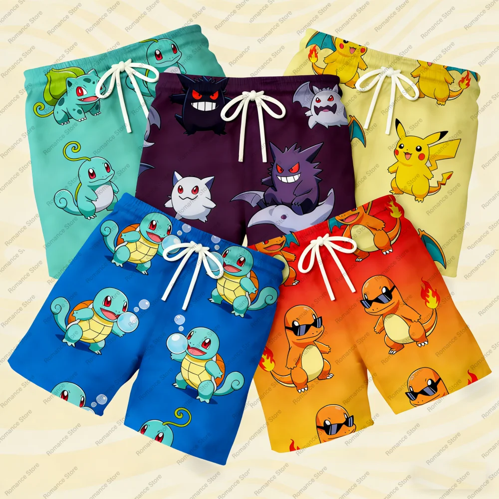 

Шорты Pokémon 2026: Пикачу, Генг, Готик. Женские повседневные летние милые шорты. Мужские пляжные шорты с карманами.
