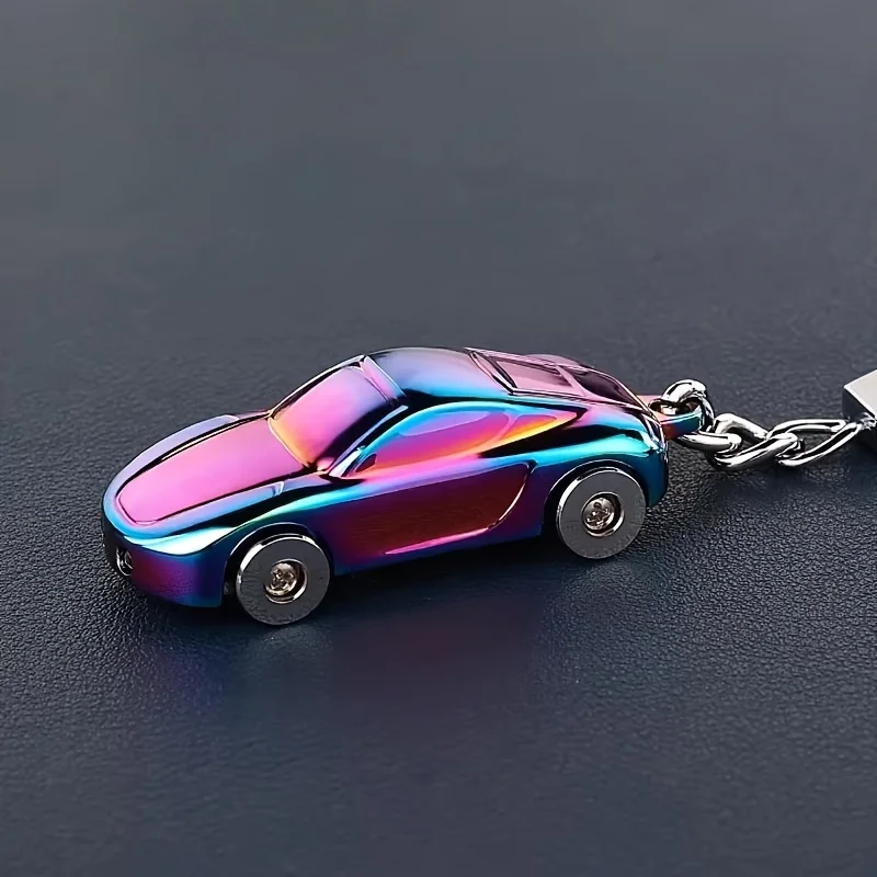 Fashion Car Model Keychain High-end Car Model with Small Led Light Key Chain Creative Keychain Pendant Key Ring Accessory Gifts