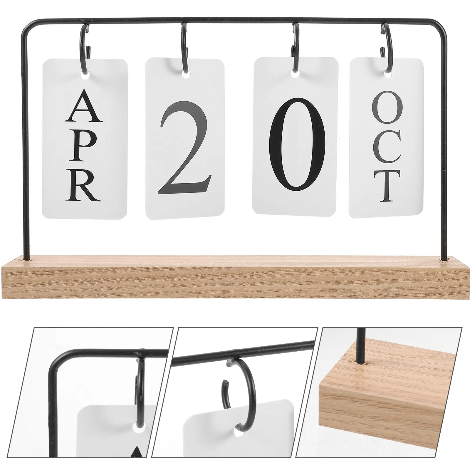 

Wooden Flip Desk Perpetual Calendar Creative Reusable Standing Tabletop Calendar for Home Office Desktop Decoration Rustic Decor