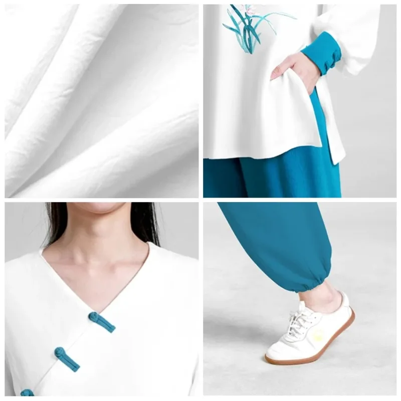 Kung Fu Dress Tai Chi Clothes Martial Art Uniform Wushu Clothing Women Girl Breathable Kun Master  New Style White