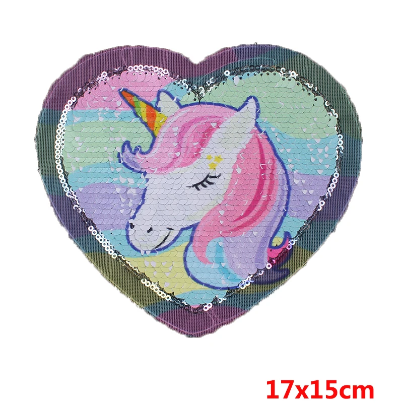 Mermaid Shell Sequins Patches For Clothing Stickers DIY Wngs Sequins Patch Iron On Patches On Clothes Unicorn Sewing Applique