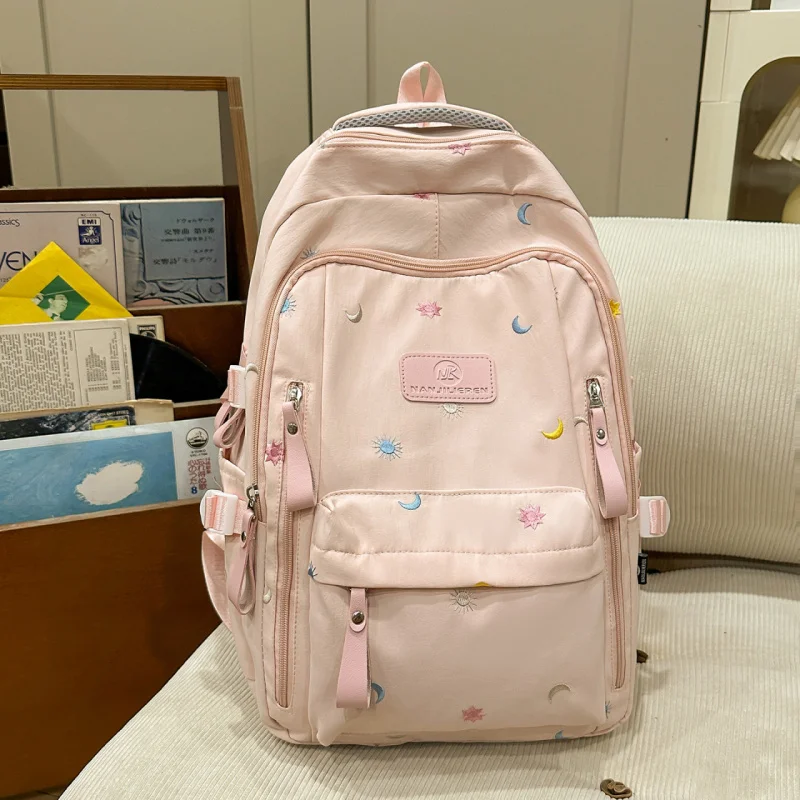 

Embroidered Schoolbag Female Junior High School Students High Appearance LevelinsNiche Large Capacity Campus Backpack High Schoo