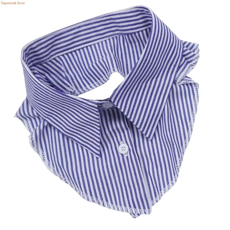 Q5WE Fashionable Check Pattern Collar Piece Comfortable Fabric Half Shirt Outfit Enhancement