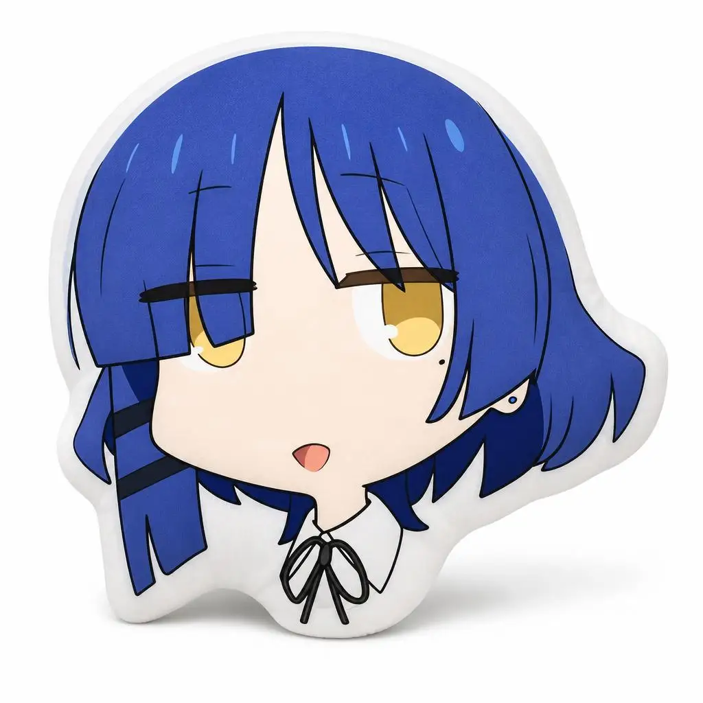 Bocchi the Rock! Yamada Ryo Chibi Head Plush Pillow Cushion Irregular Stuffed Throw Pillow Home Decor Gift Sofa Bed Couch
