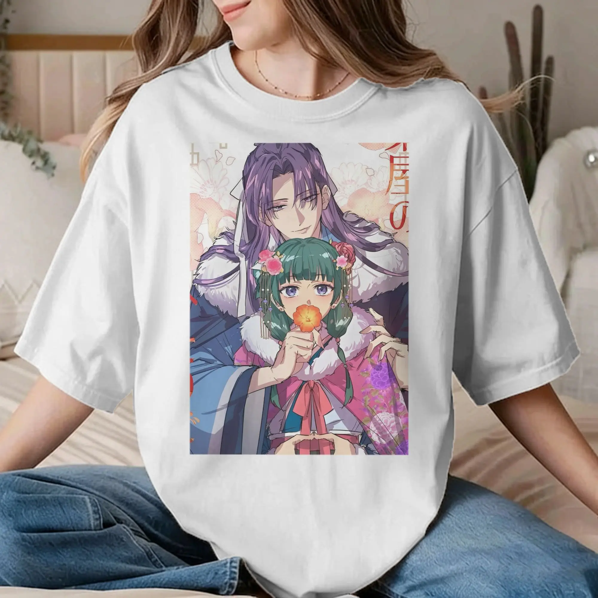 Camisetas de Anime Maomao Jinshi para Homens e Mulheres, The Apothecary Diaries, Roupas de Algodão, Camiseta de Gola Redonda com Humor, T-Shirt Plus S