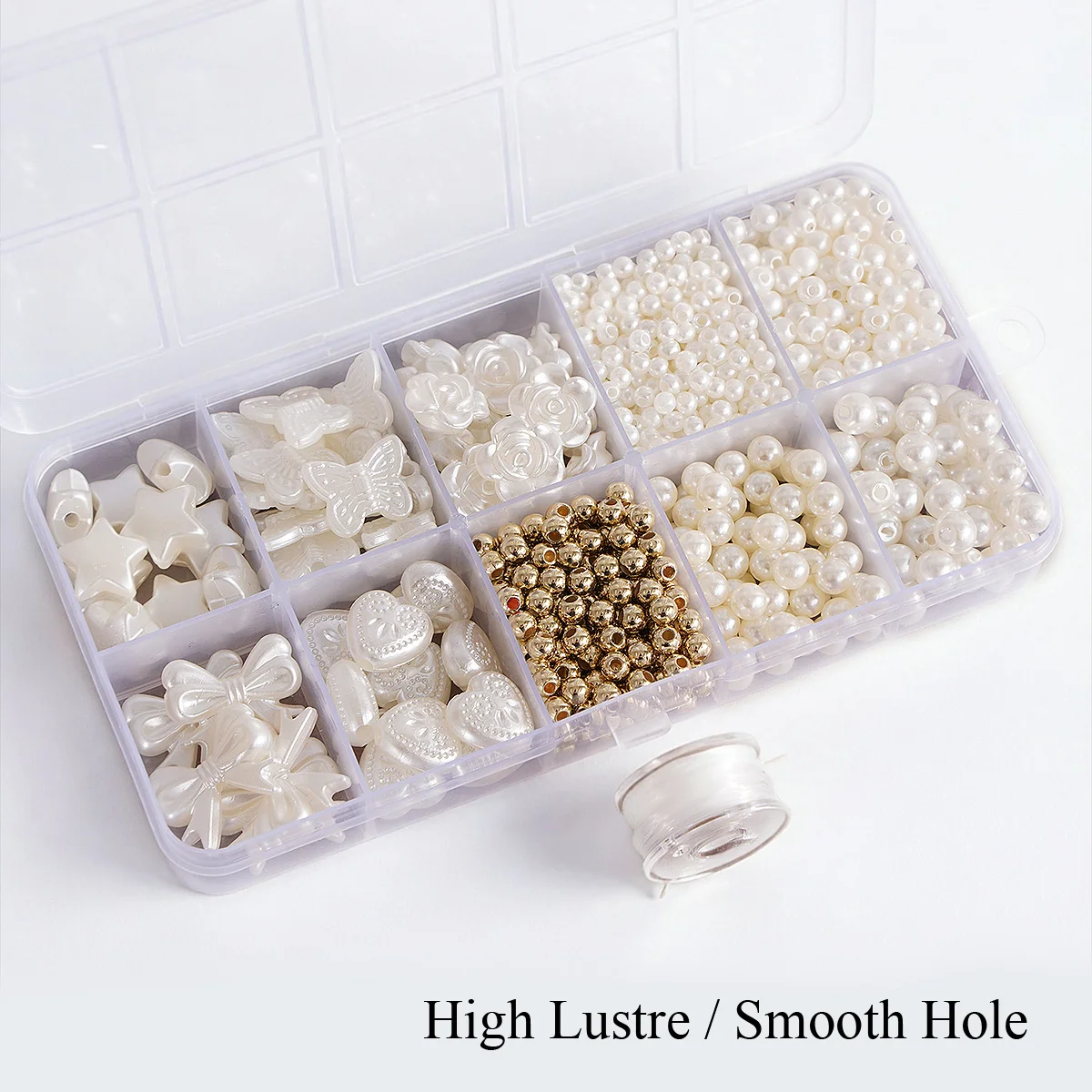 800pcs ABS Faux Pearl Beads Kit, Various Shapes Spacer Beads for DIY Bracelet Earring Jewelry Making Elegant Craft Supplies