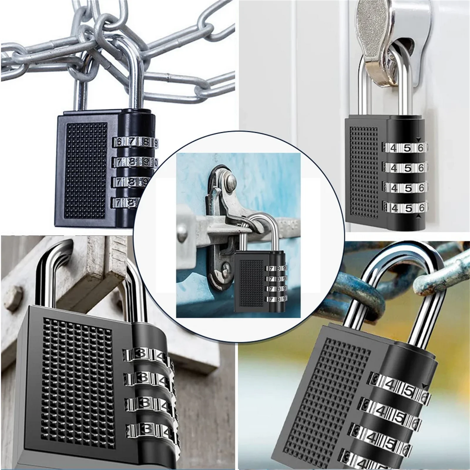 Impermeável combinação Cadeado, codificado Lock, codificado Lock, 4 Número Dígito, Pad Lock, mala, bagagem, ao ar livre