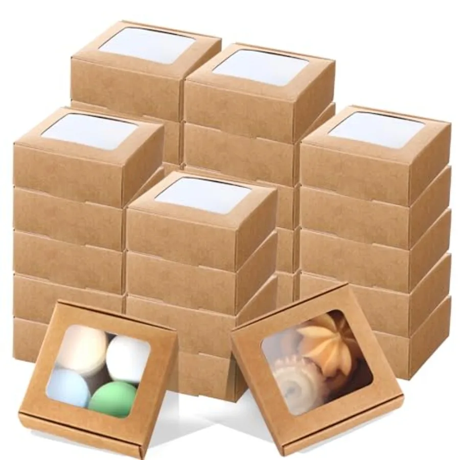 

100 Pcs Soap Packaging Boxes with Window Mini Paper Boxes Bulk Treat Favor Boxes Rectangle Gift Soap Boxes for Homemade Soap Ma