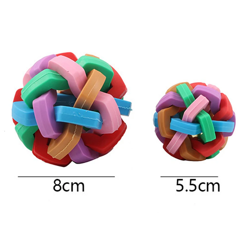 1Pcs Colorful Rainbow Pet Ball Dog Toy Cat Toys Pet Dog Ball Bell Chew Toys Play Teeth Training Pet Products