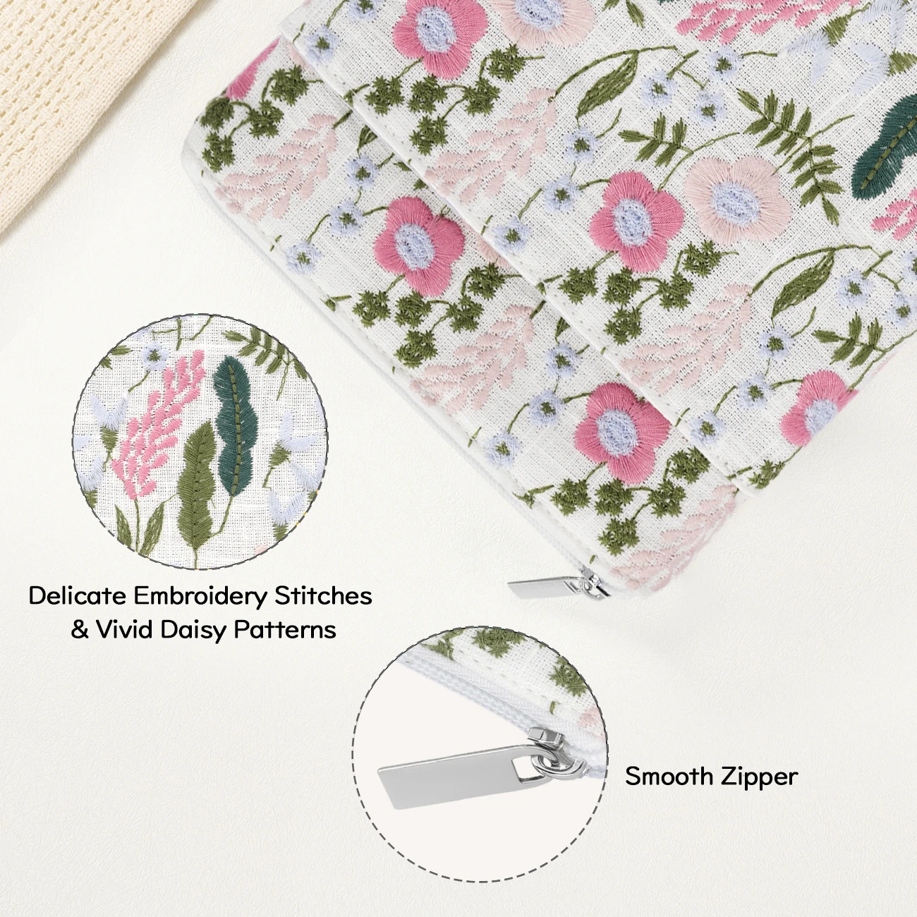 Capa protetora para leitor eletrônico Kindle/Kindle Oasis/Kobo de 6 ", manga acolchoada com margaridas bordadas para Kindle Paperwhite de 7"