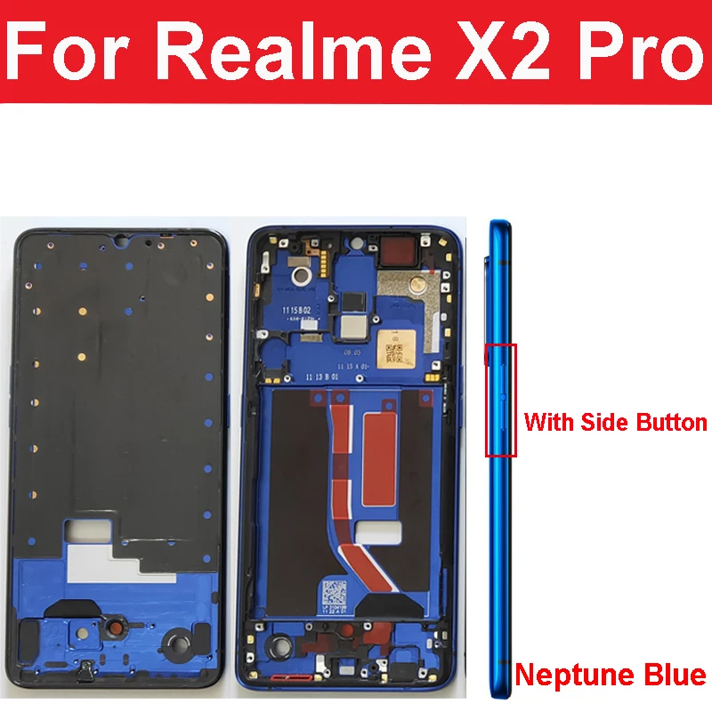 Middle Frame Housing For OPPO Realme X Lite X2 Pro X7 X50 X50M X3 SuperZoom 5G Middle Frame Bezel with Side Button Camera Cover