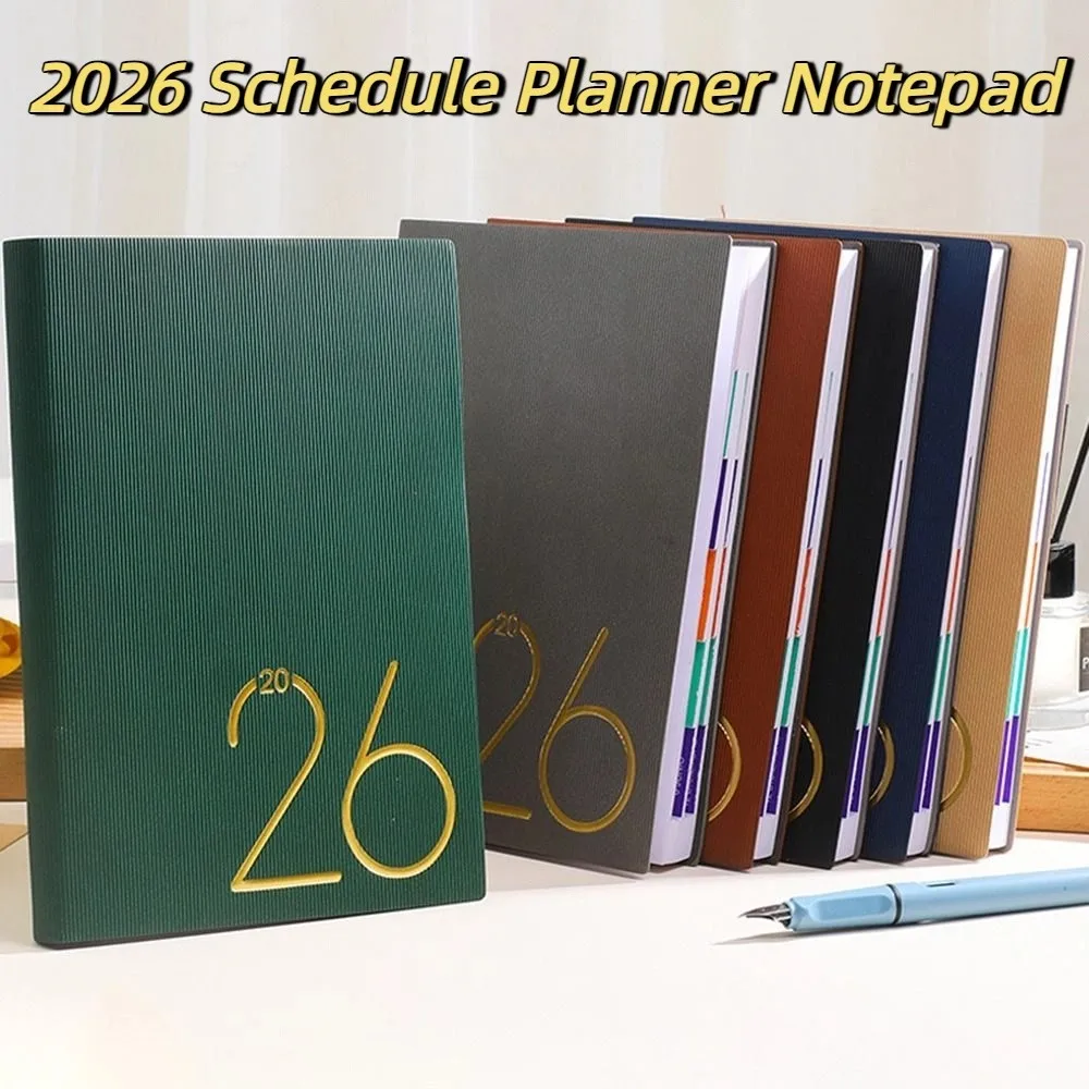 English 2026 Schedule Planner Notepad Wear-resistant Bookmark 365 Days Efficiency Notebook Simple 12 Months