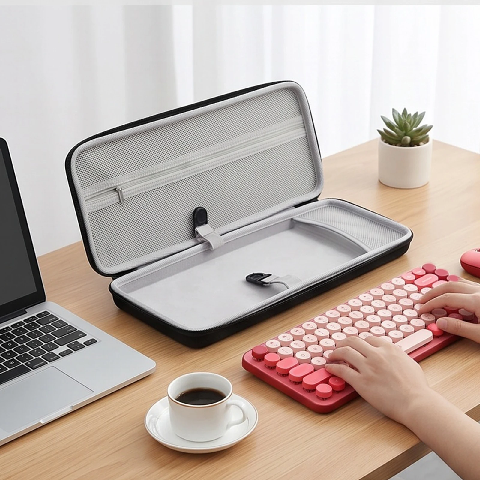 For Logitech Pop Keys Mechanical Keyboard Storage Box with Fixed Strap Keyboards & Mouse Combo Bag Anti-Scratch for Outdoor Trip