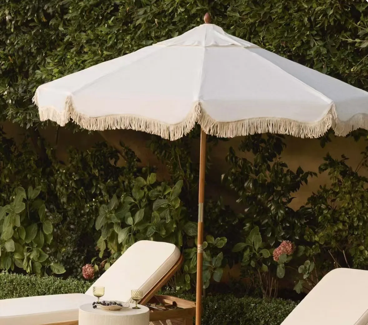 رائجة البيع قماش خشبي مقاوم للماء فناء بركة حديقة خشبية في الهواء الطلق شاطئ مظلة الشمس مع شرابة