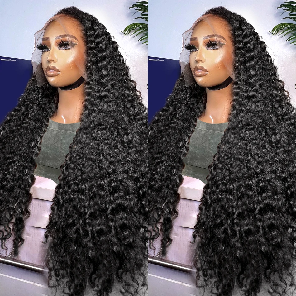 34 Inch Deep Wave Frontal Wig Transparent 13x4 13x6 HD Lace Frontal Human Hair Wigs Curly Human Hair Lace Frontal Wigs For Women