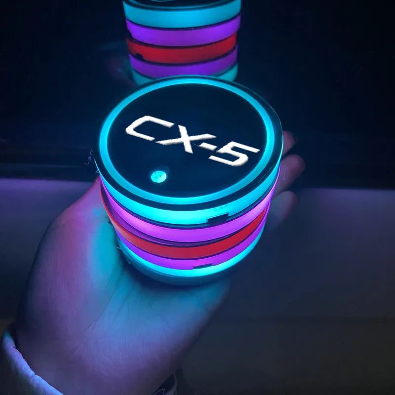 Luminous Car Water Cup Coaster Holder 7 Colorful USB Charging Car Led Atmosphere Light For Mazda CX5 CX-5 CX 5 Auto Accessories