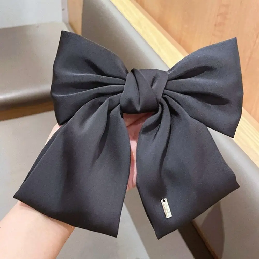 Luxury Satin Large Hair Clip Fashion Black Ribbon Barrettes For Women Hair Accessories Daily Style Ponytail Pins