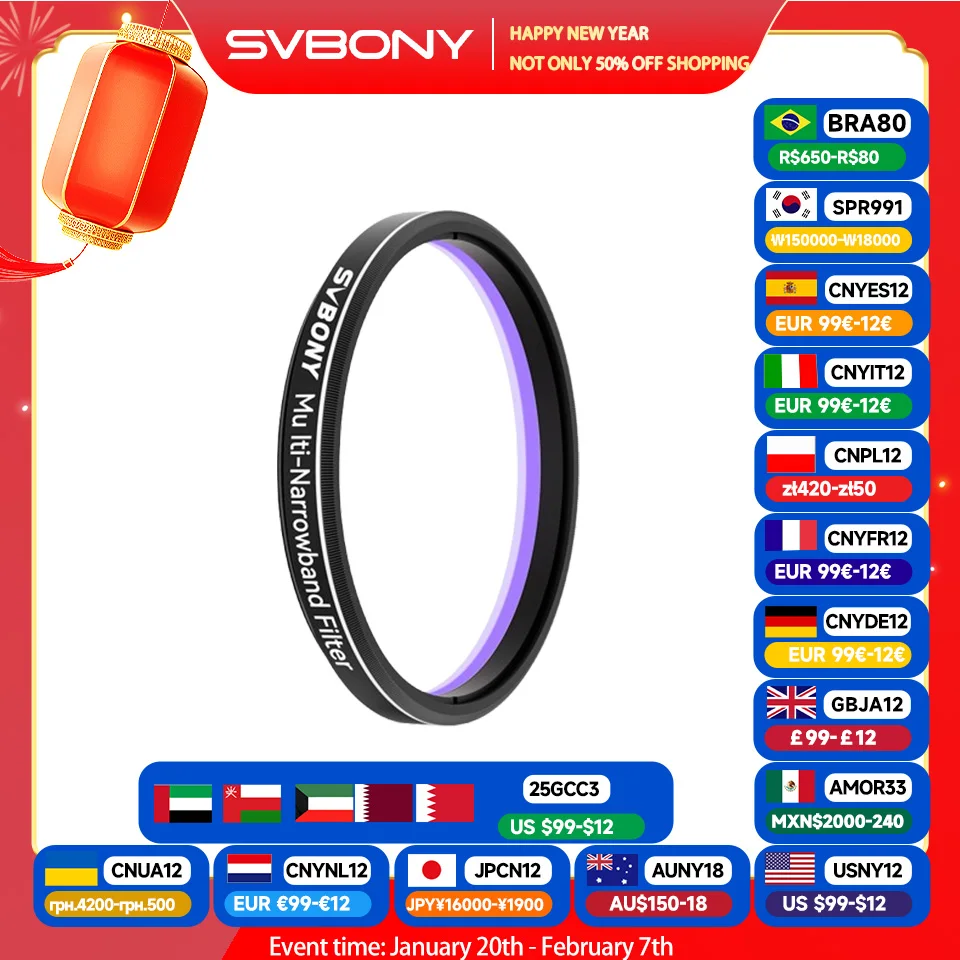 SVBONY SV240 Multi-Narrowband Galaxy & Nebula Filter NIR Near-infrared Light Pollution Filter 2